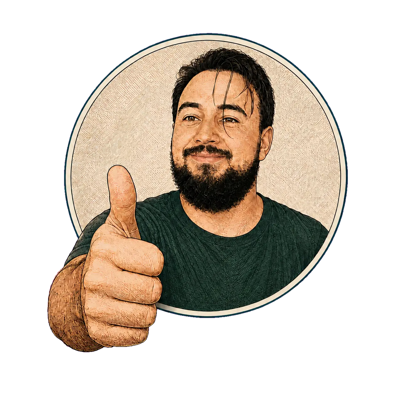 Yuri Queiroz em gravura, fazendo sinal de positivo